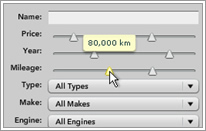 Filtering with sliders